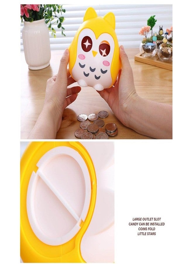 Puthak Plastic Owl Shaped Piggy Bank Cartoon Money Coins Bank Saving Box, Pack of 1 (Multicolor) - Image 3